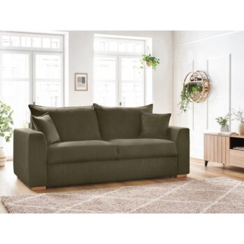 Zeleno-hnedá menčestrová rozkladacia pohovka 225 cm Augustin – Bobochic Paris - Image 7