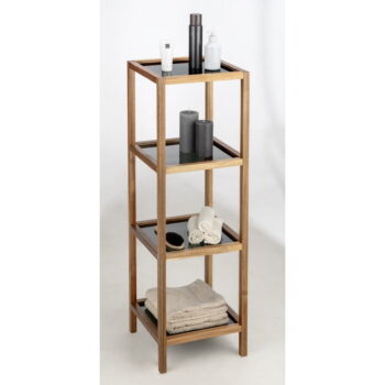 Sklenený kúpeľňový regál v čierno-prírodnej farbe 36x112 cm Fondi – Wenko – Obrázok 4