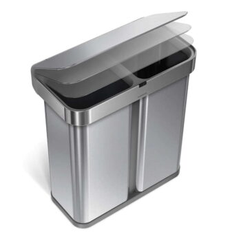 Bezdotykový odpadkový kôš na triedený odpad z nerezovej ocele 58 l Dual - simplehuman - Image 4