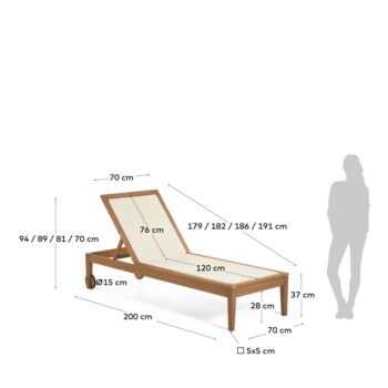 Béžové záhradné ležadlo z eukalyptového dreva Kave Home Caterin - Image 3