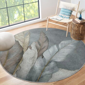 Zeleno-sivý prateľný okrúhly koberec ø 120 cm Dusty Leaves – Mila Home - Image 10