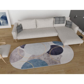 Modro-sivý umývateľný koberec 60x100 cm Oval – Vitaus – Obrázok 2