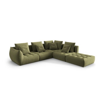 Svetlozelená rohová pohovka z textílie bouclé (pravý roh/do L) Bloom – Micadoni Home - Image 3