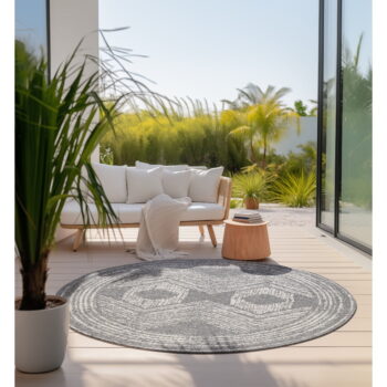 Krémovo-sivý okrúhly vonkajší koberec ø 200 cm Gemini – Elle Decoration - Image 4