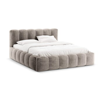 Svetlohnedá čalúnená dvojlôžková posteľ s úložným priestorom a roštom 200x200 cm Lupine – Micadoni Home – Obrázok 4