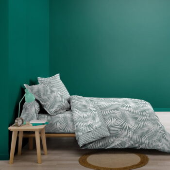 Bielo-zelená napínacia bavlnená plachta 160x200 cm Botania – douceur d'intérieur - Image 2