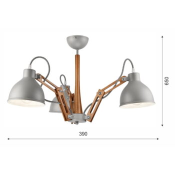 Sivo-hnedé stropné svietidlo s kovovým tienidlom ø 15 cm Marcello – LAMKUR – Obrázok 6