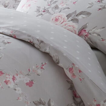 Predĺžené sivé obliečky na dvojlôžko 230x220 cm Canterbury Floral – Catherine Lansfield - Image 4