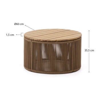 Okrúhly záhradný odkladací stolík s doskou z akácie ø 60 cm Dandara – Kave Home - Image 8