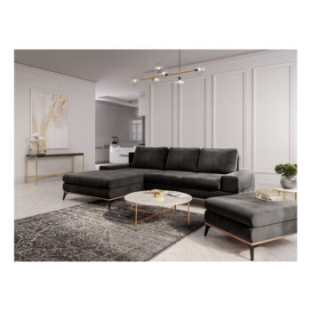 Tmavohnedý puf so zamatovým poťahom Windsor & Co Sofas Astre - Image 3
