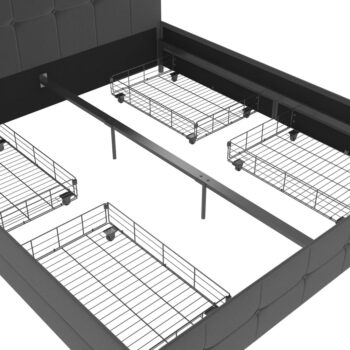 Tmavosivá čalúnená dvojlôžková posteľ s úložným priestorom 180x200 cm Rose – Støraa – Obrázok 9