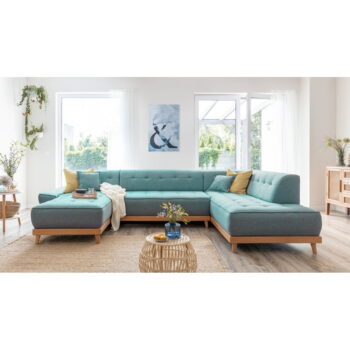 Tyrkysovomodrá rozkladacia rohová pohovka (pravý roh/do tvaru "U") Dazzling Daisy – Miuform – Obrázok 3