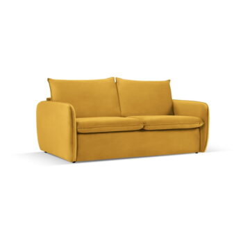 Zamatová rozkladacia pohovka v horčicovej farbe 194 cm Vienna – Cosmopolitan Design - Image 2