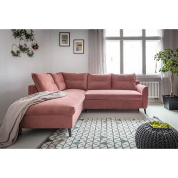 Ružová zamatová rozkladacia rohová pohovka Miuform Stylish Stan L, ľavý roh - Image 4