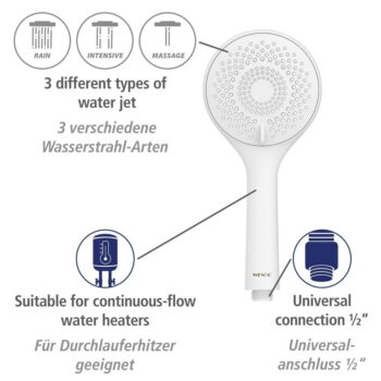 Biela sprchová súprava z nehrdzavejúcej ocele 70 cm Watersaving – Wenko – Obrázok 6