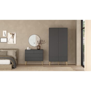 Antracitová šatníková skriňa 99x200 cm Bodo – Tvilum - Image 2