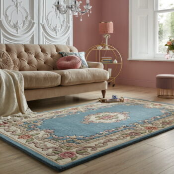 Modrý koberec z vlny Flair Rugs Aubusson, 120 × 180 cm - Image 2