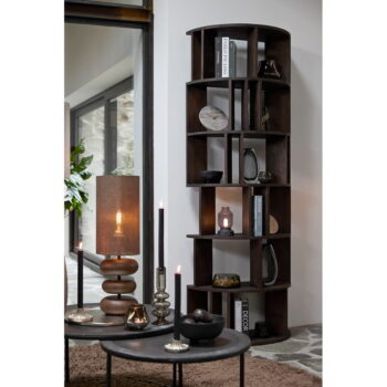 Hnedá knižnica z masívu mindi 76x210x38 cm Louisa – Light & Living - Image 2
