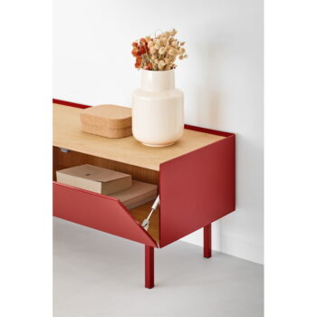 Červený TV stolík v dekore duba 180x45 cm Arista – Teulat - Image 9