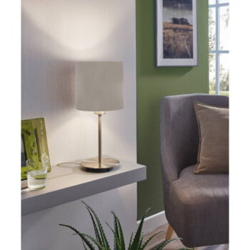 Stolová lampa v sivej a striebornej farbe s textilným tienidlom (výška 40 cm) PASTERI – EGLO - Image 2