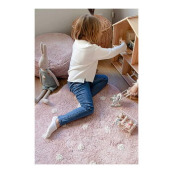 Ružový prateľný ručne tkaný bavlnený detský koberec ø140 cm Little Biscuit Pink – Lorena Canals - Image 3