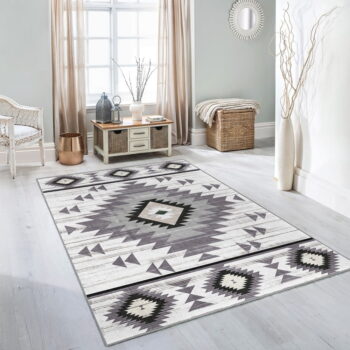 Svetlosivý prateľný koberec 80x150 cm Ethnic Geo – Mila Home - Image 6