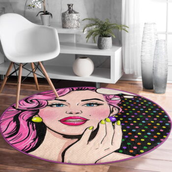 Ružový prateľný okrúhly koberec vhodný pre robotické vysávače ø 80 cm Comfort – Mila Home – Obrázok 3