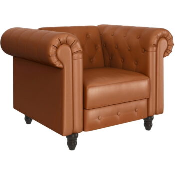 Koňakovohnedé kreslo chesterfield z imitácie kože Felix – Støraa - Image 3
