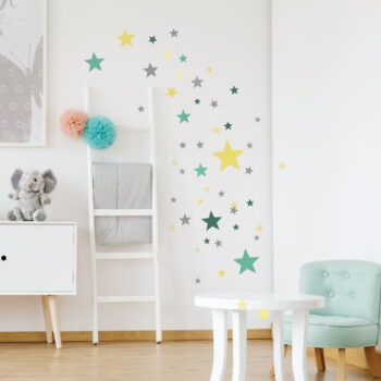 Sada 50 nástenných samolepiek Ambiance Stars Green and Yellow – Obrázok 4
