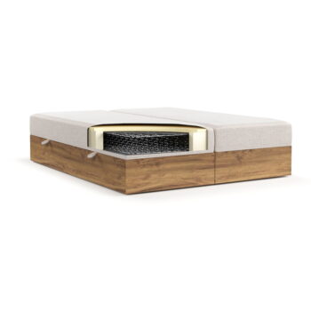 Boxspring posteľ s úložným priestorom v béžovo-prírodnej farbe 200x200 cm Faro – Maison de Rêve - Image 3
