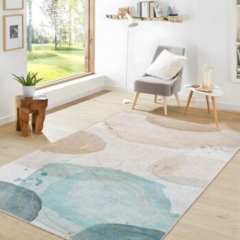 Krémovo-tyrkysový prateľný koberec 120x180 cm Puddle – Mila Home - Image 8