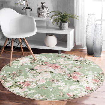 Svetlozelený prateľný okrúhly koberec vhodný pre robotické vysávače ø 120 cm Comfort – Mila Home – Obrázok 3