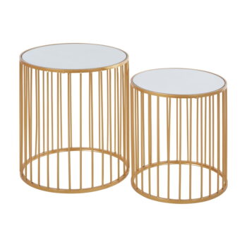 Okrúhle odkladacie stolíky so sklenenou doskou v súprave 2 ks Avantis – Premier Housewares - Image 2