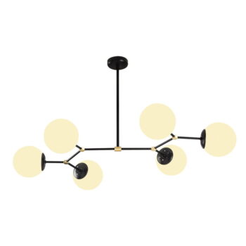 Čierne závesné svietidlo pre 6 žiaroviek Opviq lights Damar Horizontal - Image 2