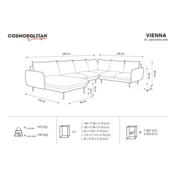 Béžová pohovka do "U" Cosmopolitan Design Vienna, pravý roh - Image 6