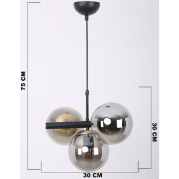 Čierne/sivé závesné svietidlo so skleneným tienidlom ø 15 cm Cascade – Squid Lighting - Image 6