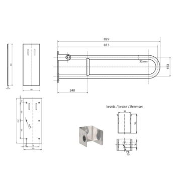 Nástenné madlo do kúpeľne z nehrdzavejúcej ocele 83 cm Handicap – Sapho - Image 6