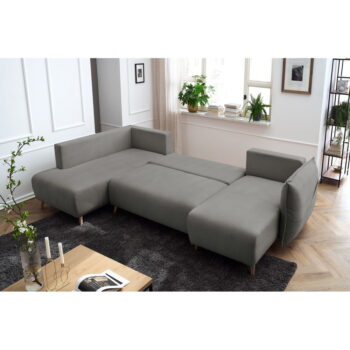 Sivá rozkladacia rohová pohovka (ľavý roh/do tvaru "U") Nessa – Bobochic Paris - Image 6