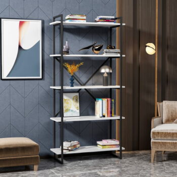 Čierno-biely regál 90x180 cm Elston - Kalune Design - Image 3