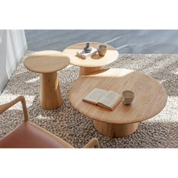 Okrúhly odkladací stolík z dubového dreva ø 40 cm Mushroom – Gazzda - Image 4