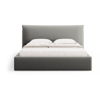 Sivá čalúnená dvojlôžková posteľ s úložným priestorom a roštom 140x200 cm Elio – Milo Casa - Image 3
