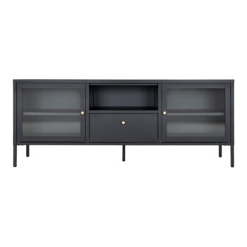 Čierny kovový TV stolík 150x60x35 cm Dalby – House Nordic