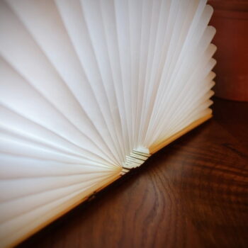 LED stolová lampa v prírodnej farbe s textilným tienidlom (výška  2,5 cm) Booklight – Gingko - Image 8