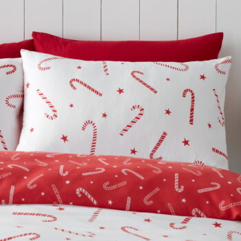 Červené/biele obliečky na dvojlôžko/predĺžené 200x200 cm Candy Cane – Catherine Lansfield – Obrázok 4