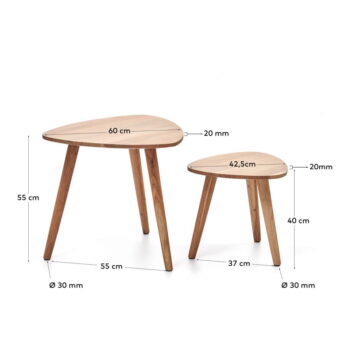 Odkladacie stolíky z masívu akácie v súprave 2 ks Eluana – Kave Home - Image 5