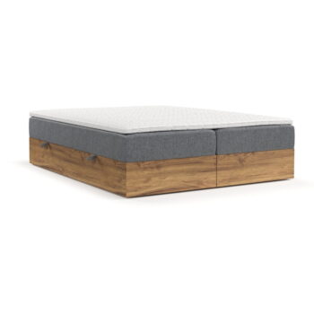 Boxspring posteľ s úložným priestorom v sivo-prírodnej farbe 160x200 cm Faro – Maison de Rêve