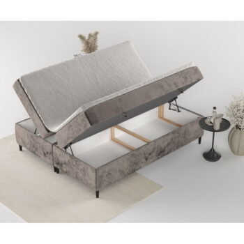 Hnedá boxspring posteľ s úložným priestorom 200x200 cm Araya – Maison de Rêve - Image 10