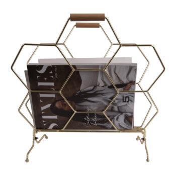 Kovový stojan na časopisy v zlatej farbe PT LIVING Honeycomb - Image 3