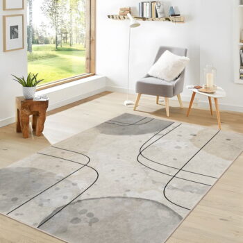 Sivo-krémový prateľný koberec 80x150 cm Simple Lines – Mila Home - Image 10