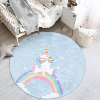 Svetlomodrý detský koberec ø 120 cm Comfort – Mila Home - Image 3